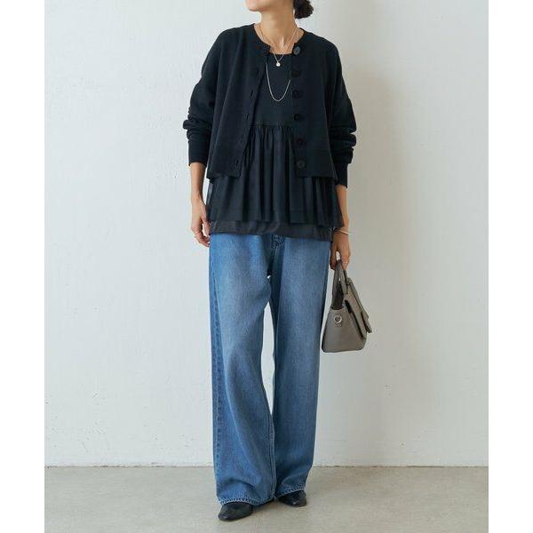 ビアズリー シフォン天竺ショートカーデ　ネイビー BEARDSLEY（ビアズリー） ショートカーデ : タカシマヤファッション