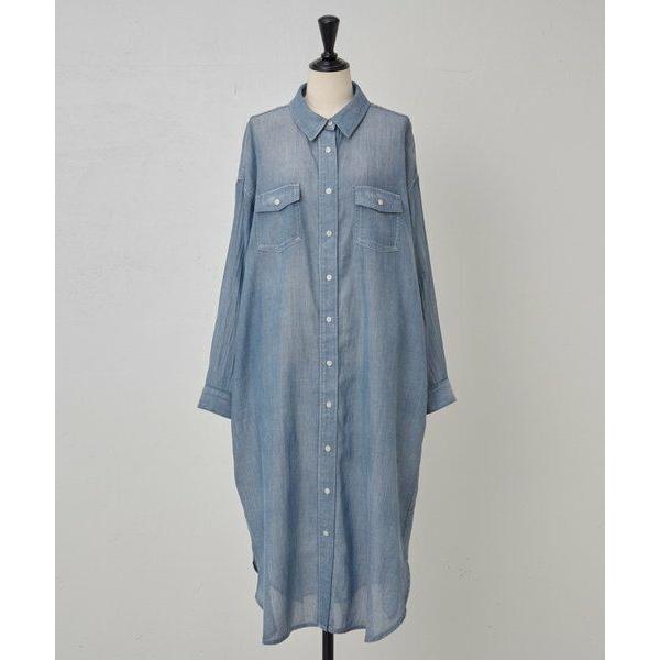 BEARDSLEY / ビアズリー シフォンデニムシャツワンピースの画像