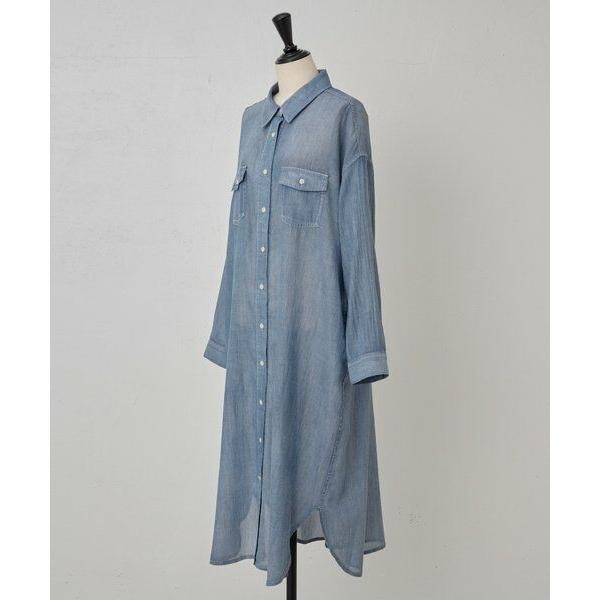 BEARDSLEY / ビアズリー シフォンデニムシャツワンピースの画像