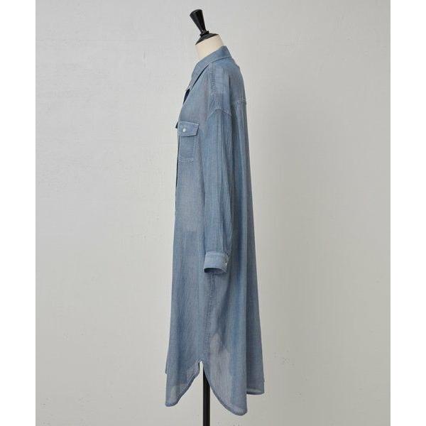 BEARDSLEY / ビアズリー シフォンデニムシャツワンピースの画像