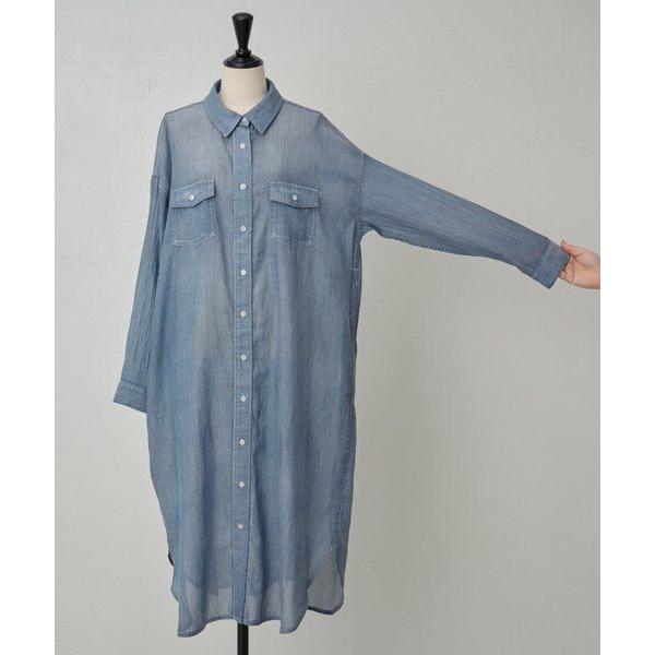 BEARDSLEY / ビアズリー シフォンデニムシャツワンピースの画像