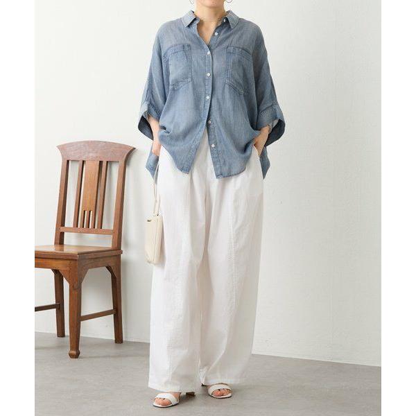 BEARDSLEY / ビアズリー シフォンデニムポンチョシャツの画像