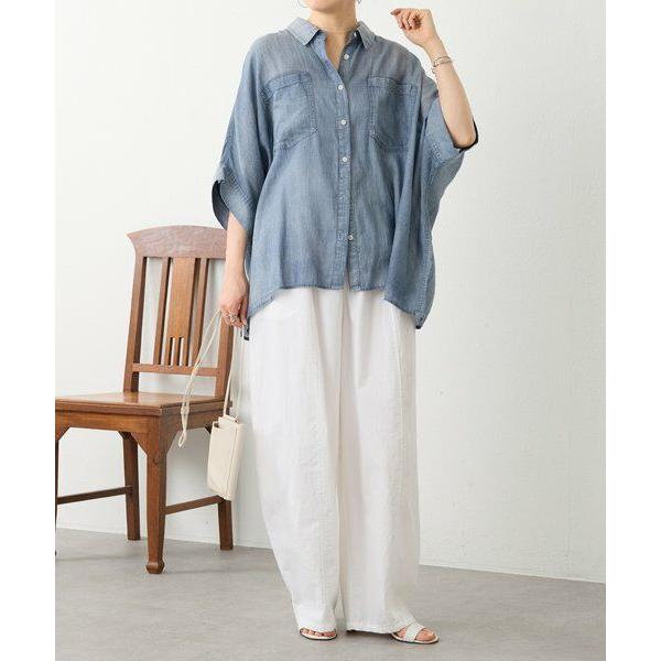 BEARDSLEY / ビアズリー シフォンデニムポンチョシャツの画像