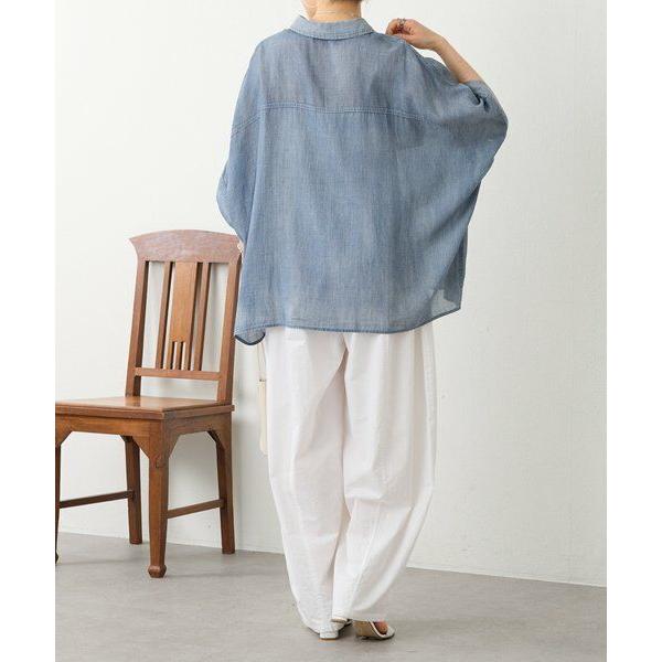 BEARDSLEY / ビアズリー シフォンデニムポンチョシャツの画像