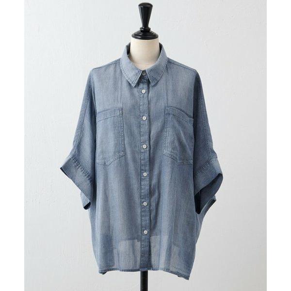 BEARDSLEY / ビアズリー シフォンデニムポンチョシャツの画像