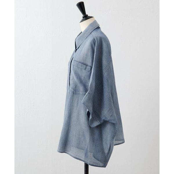BEARDSLEY / ビアズリー シフォンデニムポンチョシャツの画像