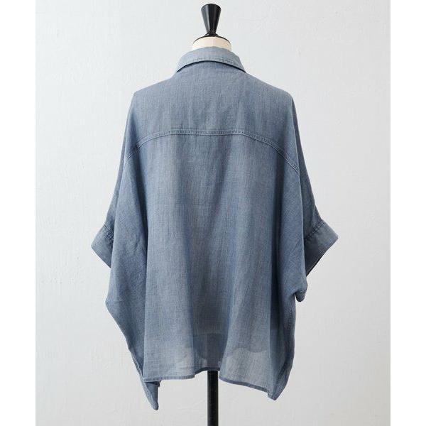 BEARDSLEY / ビアズリー シフォンデニムポンチョシャツの画像