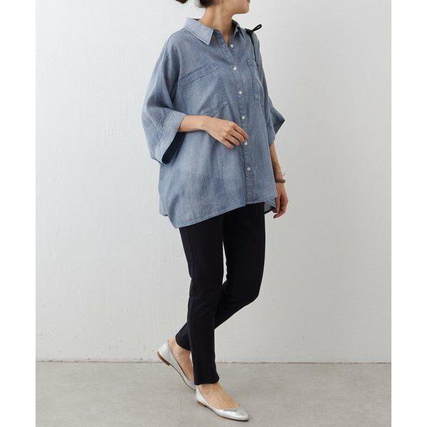 BEARDSLEY / ビアズリー シフォンデニムポンチョシャツの画像