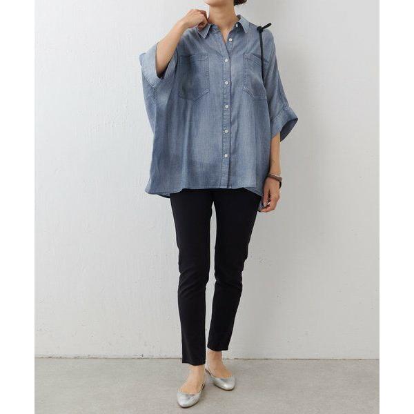 BEARDSLEY / ビアズリー シフォンデニムポンチョシャツの画像