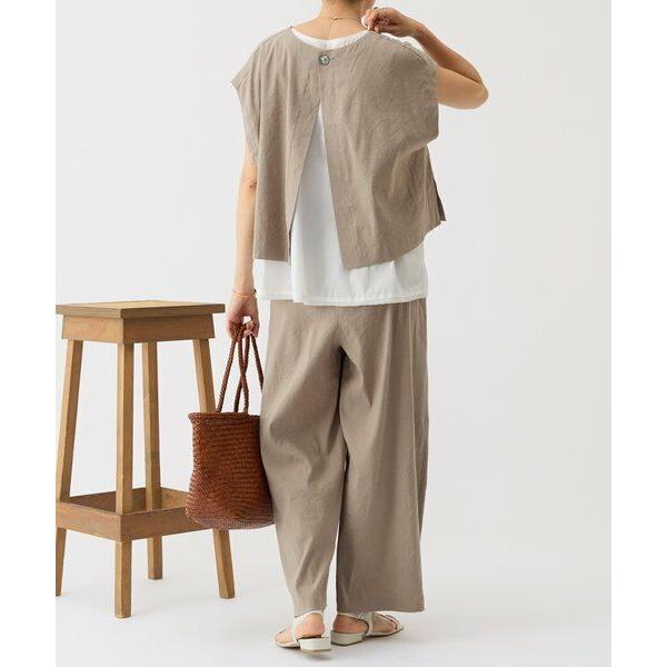 BEARDSLEY（ビアズリー） リネンストレッチウエストリブワイドパンツ