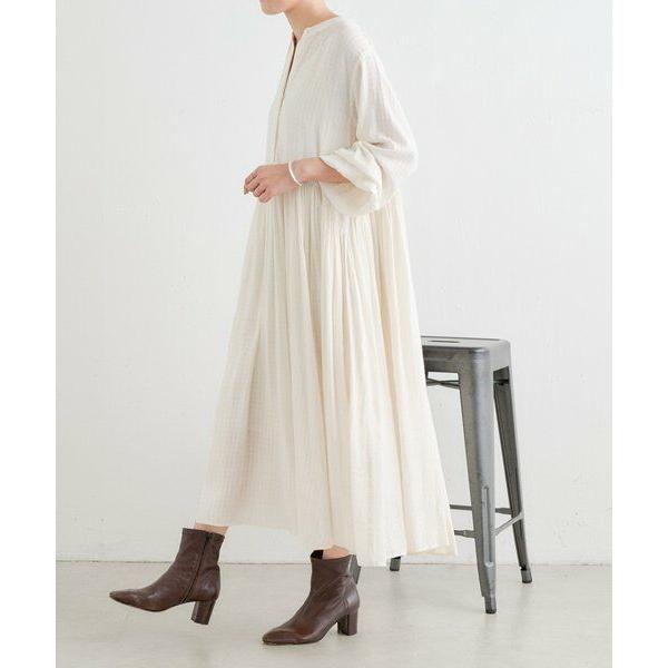 【美品】BEARDSLEY 麻100%リネンギャザーワンピース ホワイト BEARDSLEY（ビアズリー） ギャザーワンピ : タカシマヤファッション