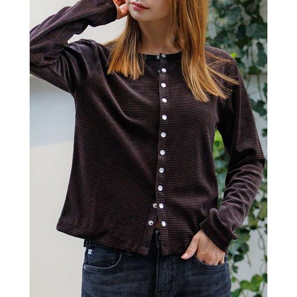 Rouge vif la cle / ルージュ・ヴィフ ラクレ 【Le Melange/ル・メランジュ】ベロアボーダーカーディガン/ベロア/カー | Rouge vif la cle