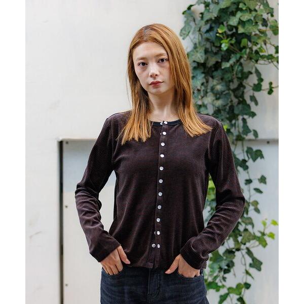 Rouge vif la cle / ルージュ・ヴィフ ラクレ 【Le Melange/ル・メランジュ】ベロアボーダーカーディガン/ベロア/カー | Rouge vif la cle | 12