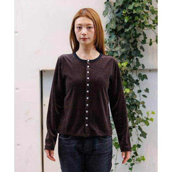 Rouge vif la cle / ルージュ・ヴィフ ラクレ 【Le Melange/ル・メランジュ】ベロアボーダーカーディガン/ベロア/カー | Rouge vif la cle | 15