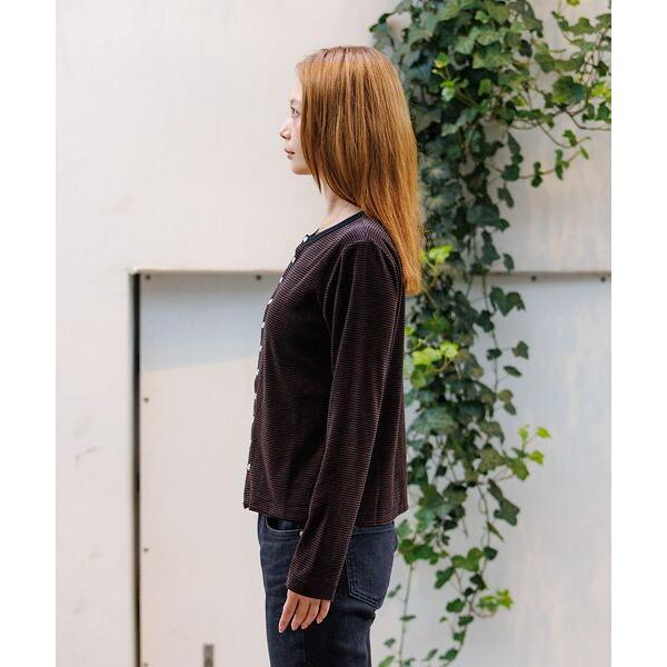 Rouge vif la cle / ルージュ・ヴィフ ラクレ 【Le Melange/ル・メランジュ】ベロアボーダーカーディガン/ベロア/カー | Rouge vif la cle | 16