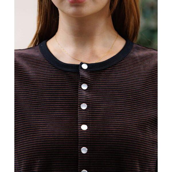 Rouge vif la cle / ルージュ・ヴィフ ラクレ 【Le Melange/ル・メランジュ】ベロアボーダーカーディガン/ベロア/カー | Rouge vif la cle | 18