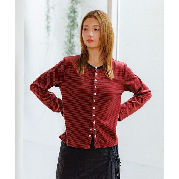 Rouge vif la cle / ルージュ・ヴィフ ラクレ 【Le Melange/ル・メランジュ】ベロアボーダーカーディガン/ベロア/カー | Rouge vif la cle | 05