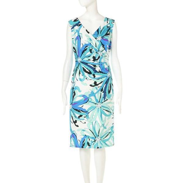 美品✨ピンキーアンドダイアン フラワープリントタックカシュクールワンピース ピンキーアンドダイアン フラワープリントタックカシュクール