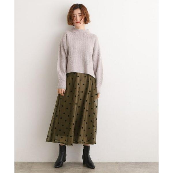 grove / グローブ 甘さを抑えて、品よく華やぐ　メッシュフロッキードットスカート