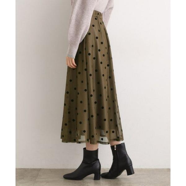 grove / グローブ 甘さを抑えて、品よく華やぐ　メッシュフロッキードットスカート