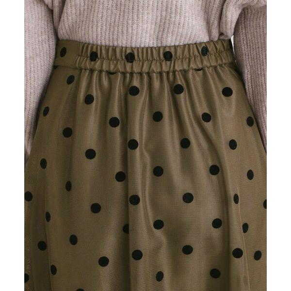 grove / グローブ 甘さを抑えて、品よく華やぐ　メッシュフロッキードットスカート