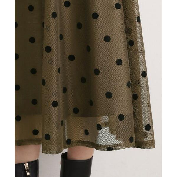 grove / グローブ 甘さを抑えて、品よく華やぐ　メッシュフロッキードットスカート