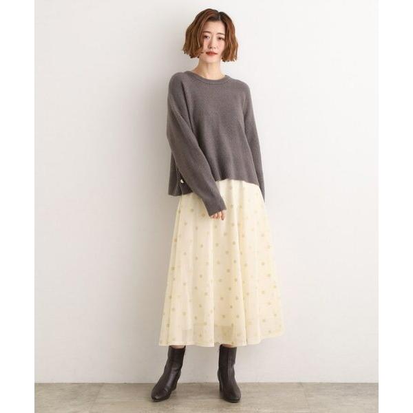 grove / グローブ 甘さを抑えて、品よく華やぐ　メッシュフロッキードットスカート