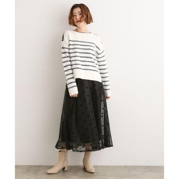 grove / グローブ 甘さを抑えて、品よく華やぐ　メッシュフロッキードットスカート