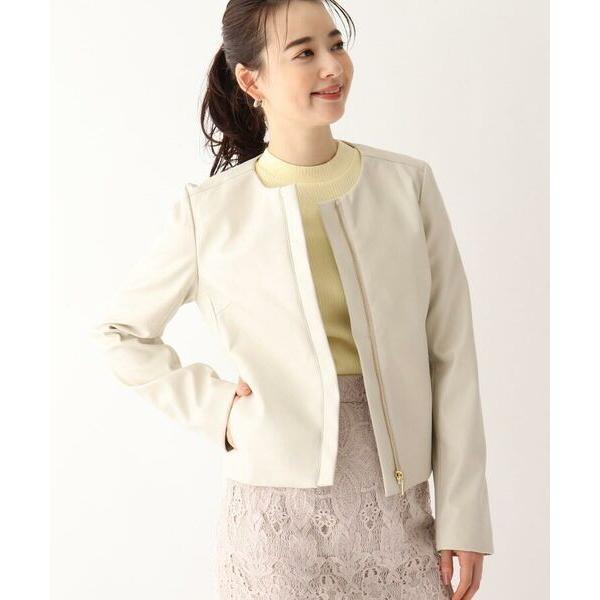 Index インデックス シンセティックレザーノーカラージャケット 63 Off