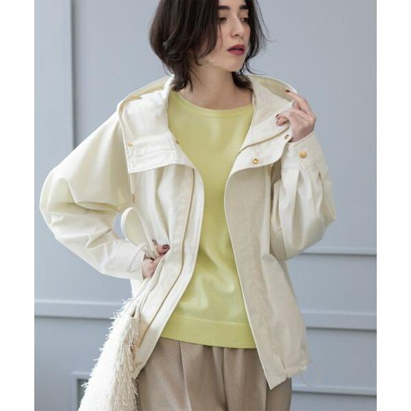 【限定特価】OPAQUE.CLIP ベージュ フード付きジャケット セール限定価格 良品【OPAQUE CLIP】ラメ入りミックスツイード生地