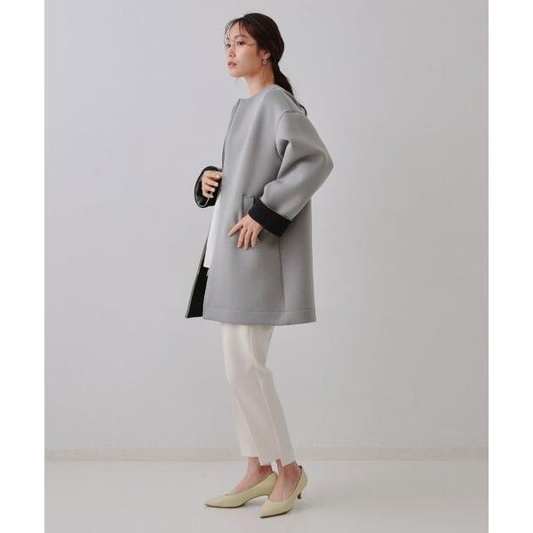 （試着のみ）オペークドットクリップ　もこもこノーカラージップミドルコート もこもこノーカラージップミドルコート【洗える】（ノーカラーコート