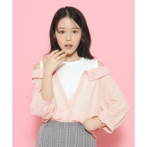 PINK-latte / ピンク ラテ 袖ギャザーシアーレイヤードデザインシャツ｜selectsquare｜06