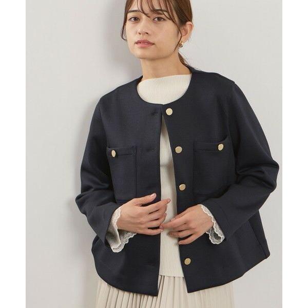 クイーンズコート（QUEENS COURT）/カルゼダンボールノーカラージャケット≪手洗い可能≫ QUEENS COURT（クイーンズコート） カルゼダンボールノーカラー