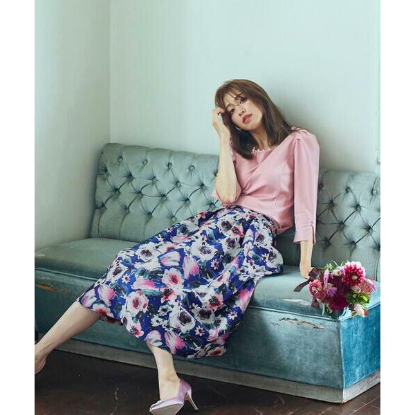 QUEENS COURT / クイーンズコート シャンタンフラワースカート