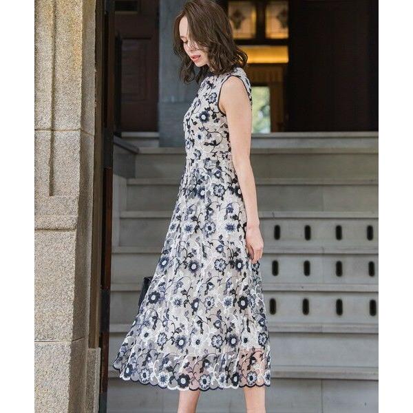 Viaggio Blu（ビアッジョブルー） チュールフラワー刺繍ワンピース