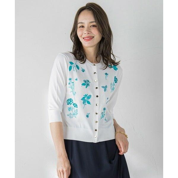 Viaggio Blu（ビアッジョブルー） 【新色追加】ハーブ刺繍カーディガン