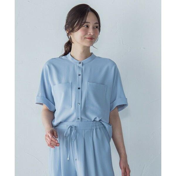 タグ付き ロートレアモン 接触冷感 バンドカラー カットソー ブラウス 未使用 LAUTREAMONT（ロートレアモン） キレイ×リラックス バンドカラー