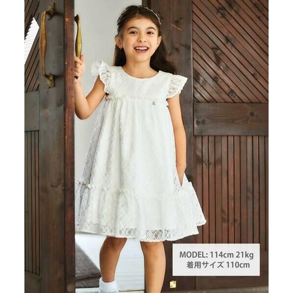 BeBe / べべ 【パニエ付】【日本製】ラッセルレースギャザードレス(100~140cm)の画像
