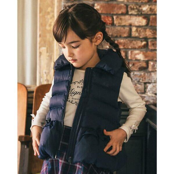 BeBe / べべ 撥水 タフタ 裾 フリル ダウン ベスト (90~150cm