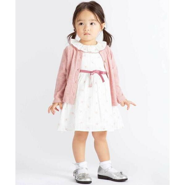 BeBe / べべ 【お揃い】花柄フリルカラーパフスリーブワンピース(80~100cm)の画像