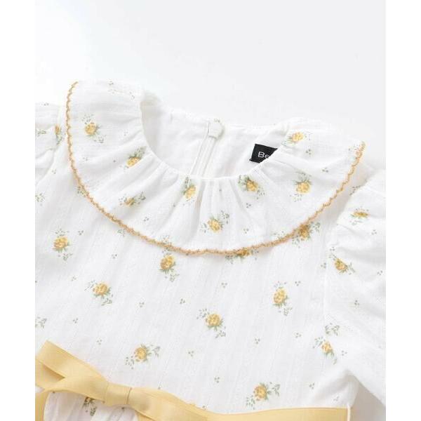 BeBe / べべ 【お揃い】花柄フリルカラーパフスリーブワンピース(80~100cm)の画像