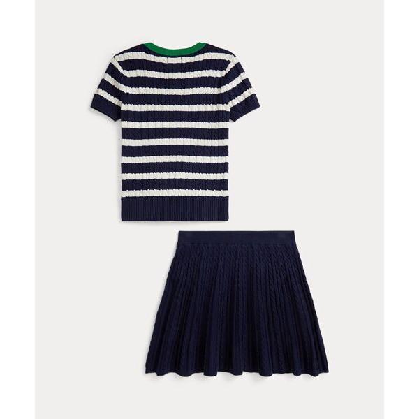 POLO RALPH LAUREN - / ポロ ラルフ 置き目レン (ガールズ 7才〜16才)ストライプド 綿織物 プルオーバー \u0026 スコート 仕かける