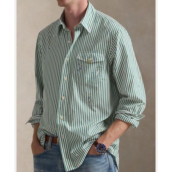 POLO RALPH LAUREN / ポロ ラルフ ローレン クラシック フィット ペイントスプラッター ストライプド シャツの画像