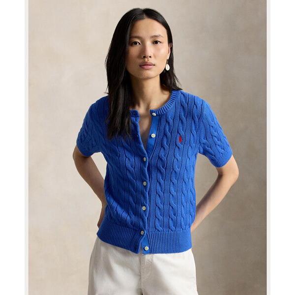 ポロラルフローレン 半袖 ケーブルニット カーディガン ブルー М POLO RALPH LAUREN（ポロ ラルフ ローレン）の「ケーブルニット