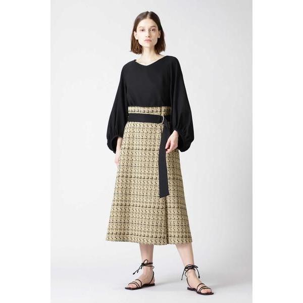 ADORE / インレイジャガードドッキングワンピース/36/コットン/BLK/ツイード ADORE / アドーア インレイジャガードドッキングワンピース セール