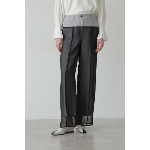 アドーア レイヤード 巻き スカート&ガウチョパンツ ブラック ワイドパンツ レイヤード パンツ レディース ガウチョ ブラック