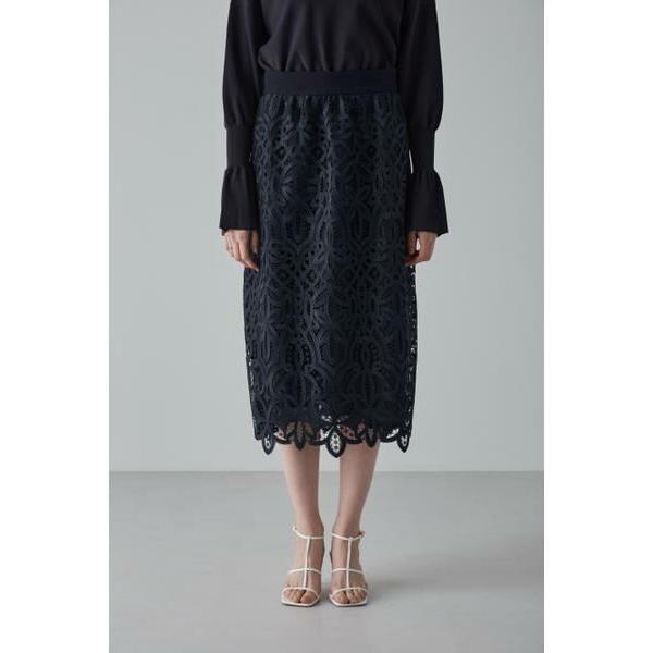 ADORE / アドーア フラワーオーナメントレーススカート モールメッシュ