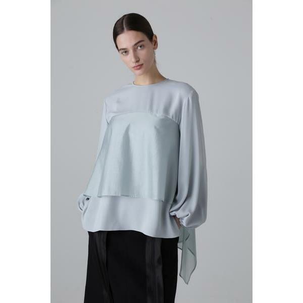 【美品】  ADORE / アドーア | コンパクト サテン ブラウス シャツ | 38 | オフホワイト | レディース ADORE - 【美品】 ADORE / アドーア | コンパクト サテン ブラウス