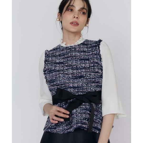 Maglie le cassetto / マーリエ ル カセット 《大きいサイズ》ファンシーツイードペプラムブラウス《M Maglie le cassetto》