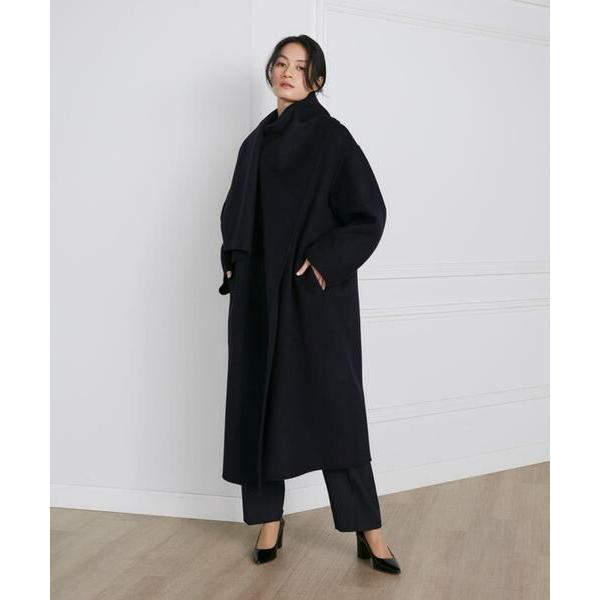 INED / イネド 《大きいサイズ》ストール風ラップリバーコート《la veille by SUPERIOR CLOSET》